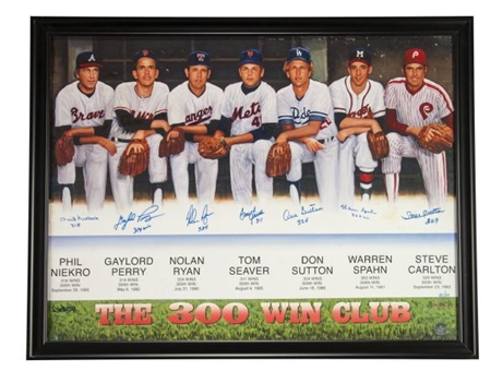 Large 300 Wins Canvas Signed By 7 Members of the Club